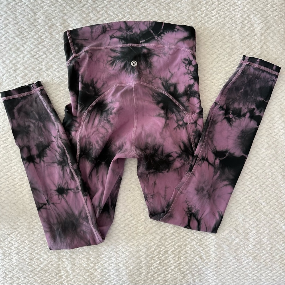 Lululemon Power Thru High-Rise Tight Over Tie Dye Wisteria Purple Graphite Grey